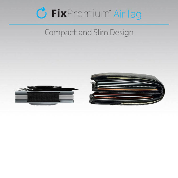 FixPremium - Portefeuille AirTag Carbon avec sangle, noir