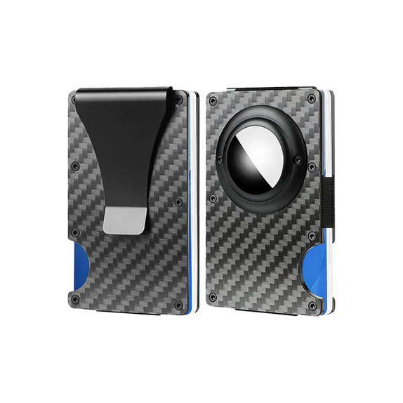 FixPremium - Portefeuille AirTag Carbon avec clip, noir