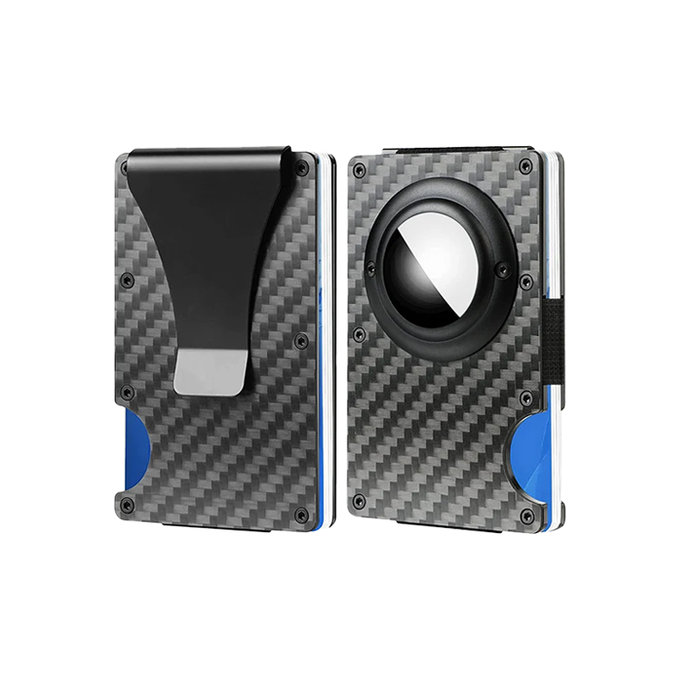 FixPremium - Portefeuille AirTag Carbon avec clip, noir