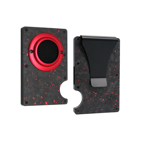 FixPremium - Portefeuille AirTag Carbon avec clip, rouge