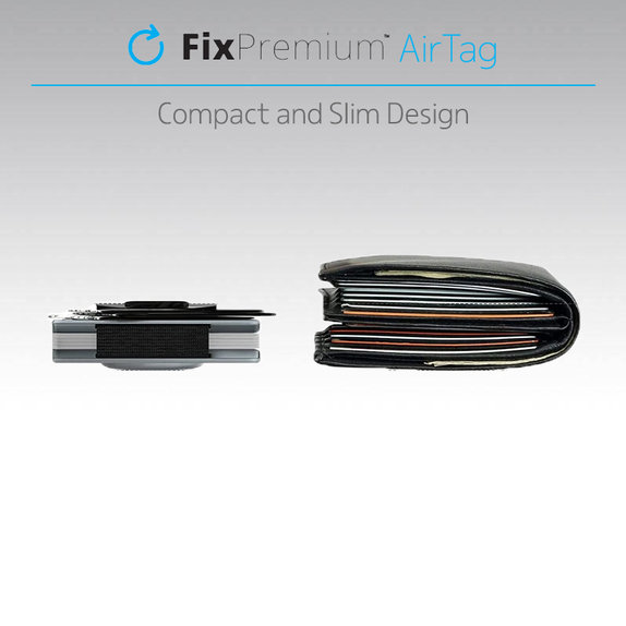 FixPremium - Portefeuille AirTag Carbon avec clip, bleu
