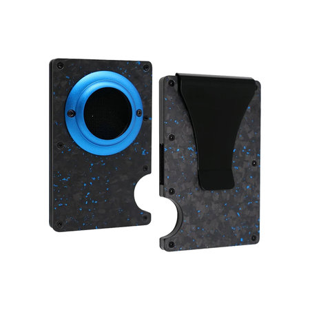 FixPremium - Portefeuille AirTag Carbon avec clip, bleu