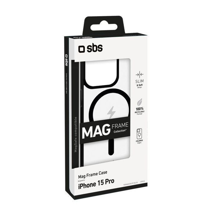 SBS - Étui Mag Frame avec MagSafe pour iPhone 15 Pro, noir