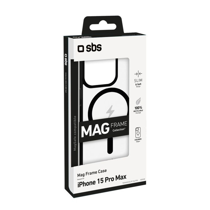 SBS - Étui Mag Frame avec MagSafe pour iPhone 15 Pro Max, noir