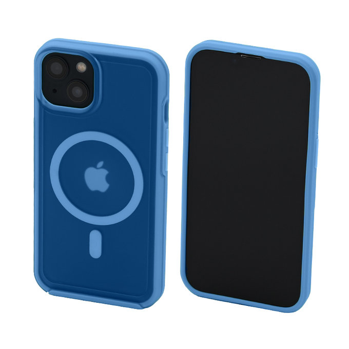 FixPremium - Coque transparente avec MagSafe pour iPhone 14, bleu