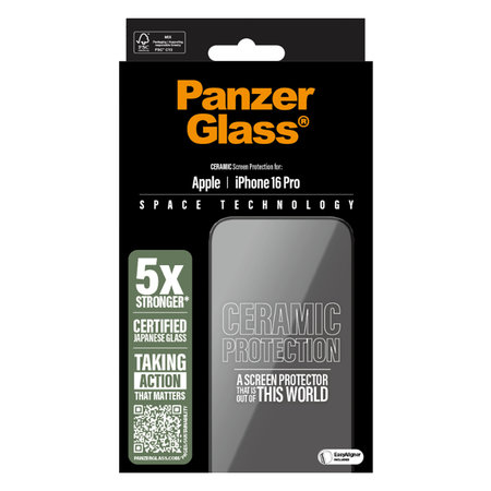 PanzerGlass - Verre Trempé UWF Ceramic avec un applicateur pour iPhone 16 Pro, transparent