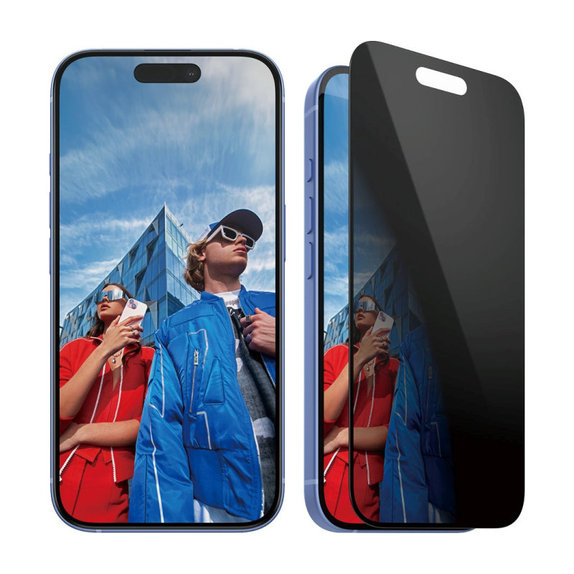 Verre trempé UWF Privacy avec applicateur pour iPhone 16/15, Noir, PanzerGlass