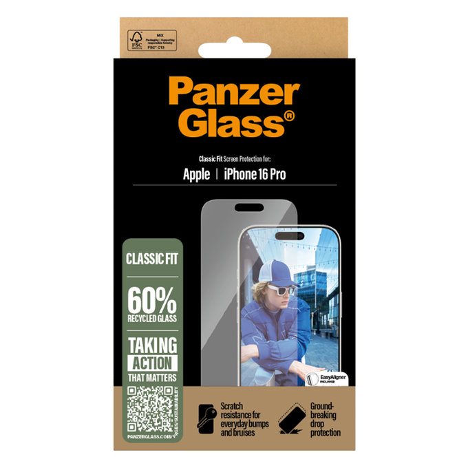 PanzerGlass - Verre Trempé pour iPhone 16 Pro, transparent