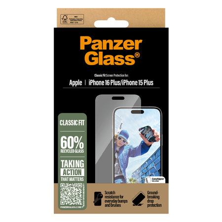 PanzerGlass - Verre Trempé pour iPhone 16 Plus, transparent