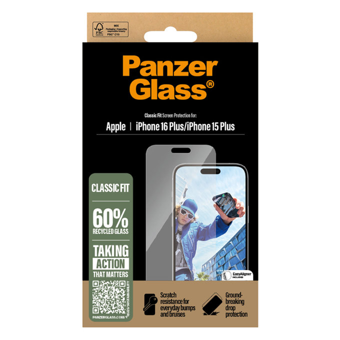 PanzerGlass - Verre Trempé pour iPhone 16 Plus, transparent