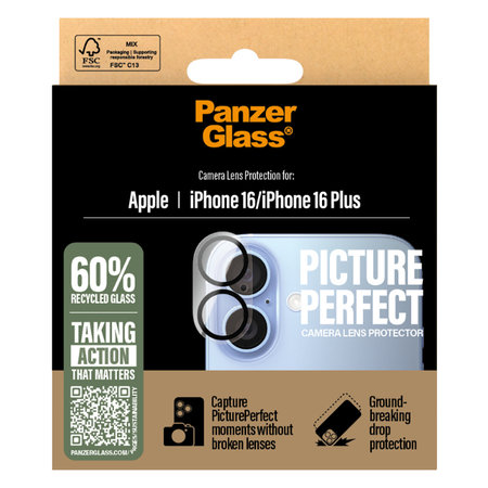 PanzerGlass - Couvercle de Protection d'Objectif d'Appareil PicturePerfect pour iPhone 16 et 16 Plus, transparent