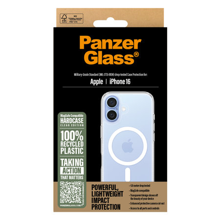 PanzerGlass - Étui HardCase avec MagSafe pour iPhone 16, transparent