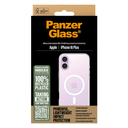 PanzerGlass - Étui HardCase avec MagSafe pour iPhone 16 Plus, transparent