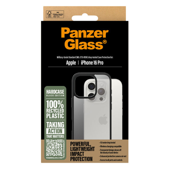 PanzerGlass - Étui HardCase pour iPhone 16 Pro, noir