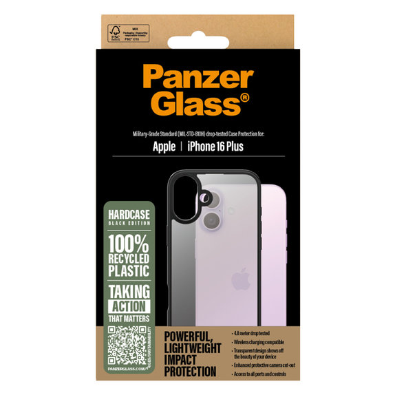 PanzerGlass - Étui HardCase pour iPhone 16 Plus, noir