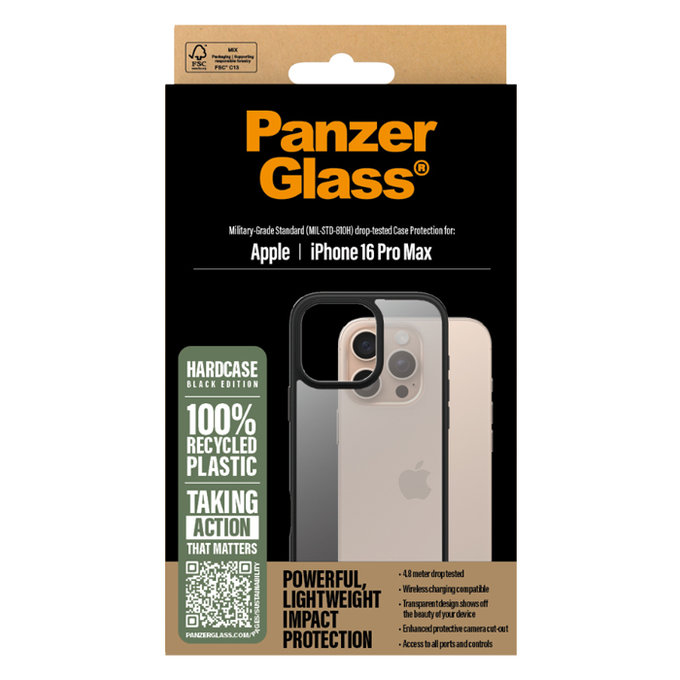 PanzerGlass - Étui HardCase pour iPhone 16 Pro Max, noir