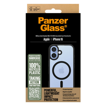PanzerGlass - Étui HardCase avec MagSafe pour iPhone 16, noir