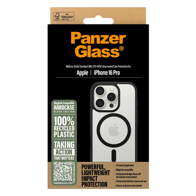 PanzerGlass - Étui HardCase avec MagSafe pour iPhone 16 Pro, noir