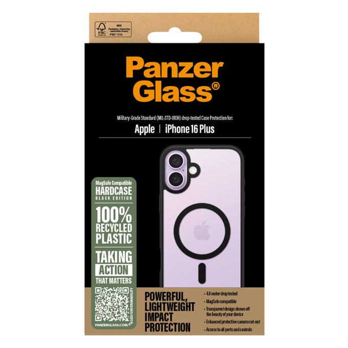 PanzerGlass - Étui HardCase avec MagSafe pour iPhone 16 Plus, noir