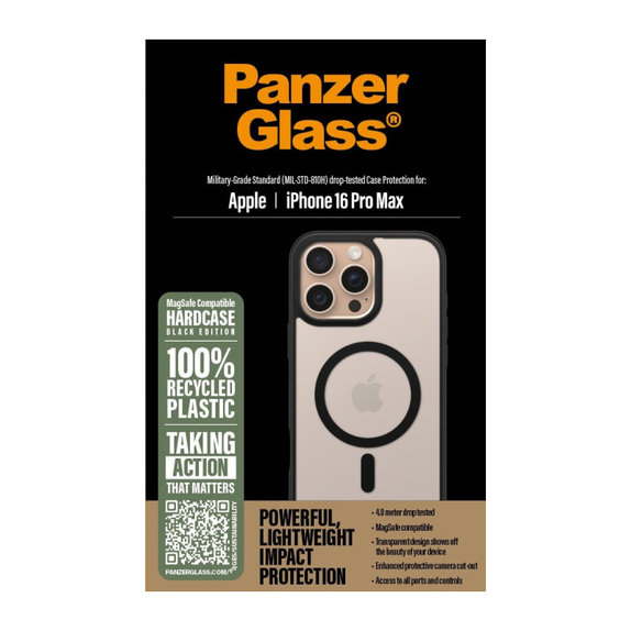Étui HardCase avec MagSafe pour iPhone 16 Pro Max, noir, PanzerGlass