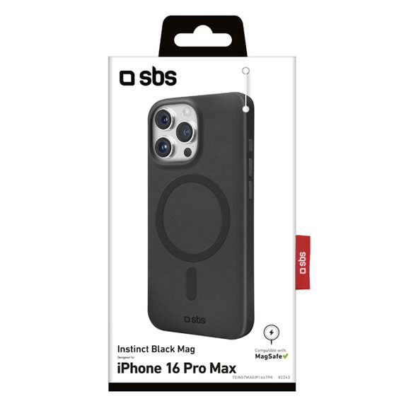 SBS - Étui Instinct Mag avec MagSafe pour iPhone 16 Pro Max, noir