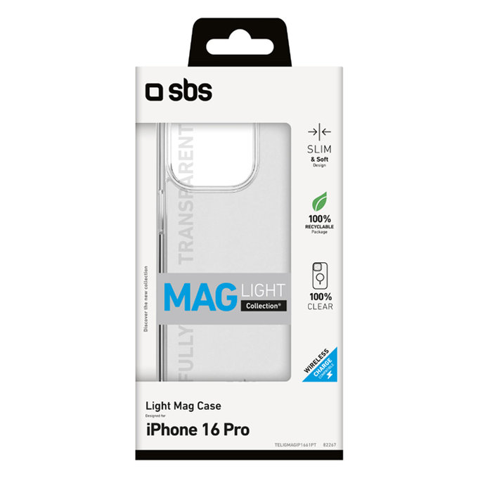 SBS - Étui Light Mag avec MagSafe pour iPhone 16 Pro, transparent