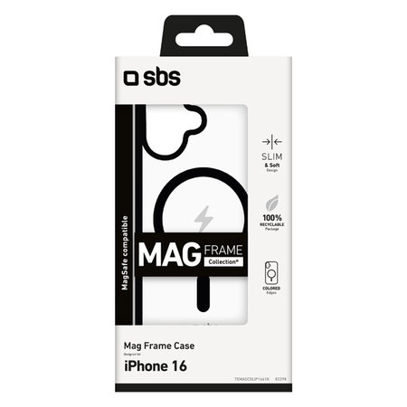 SBS - Étui Mag Frame avec MagSafe pour iPhone 16, noir