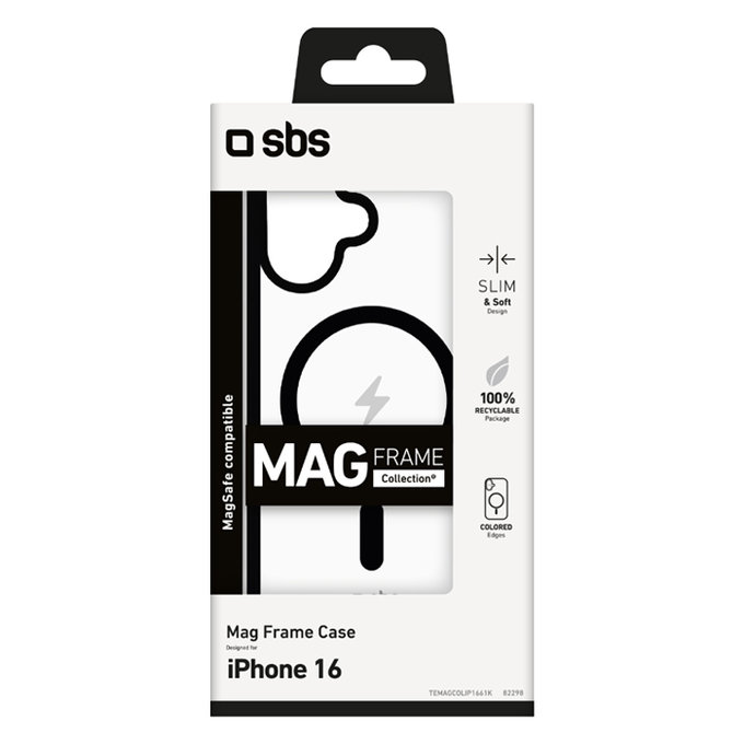 SBS - Étui Mag Frame avec MagSafe pour iPhone 16, noir