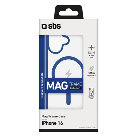 SBS - Étui Mag Frame avec MagSafe pour iPhone 16, bleu