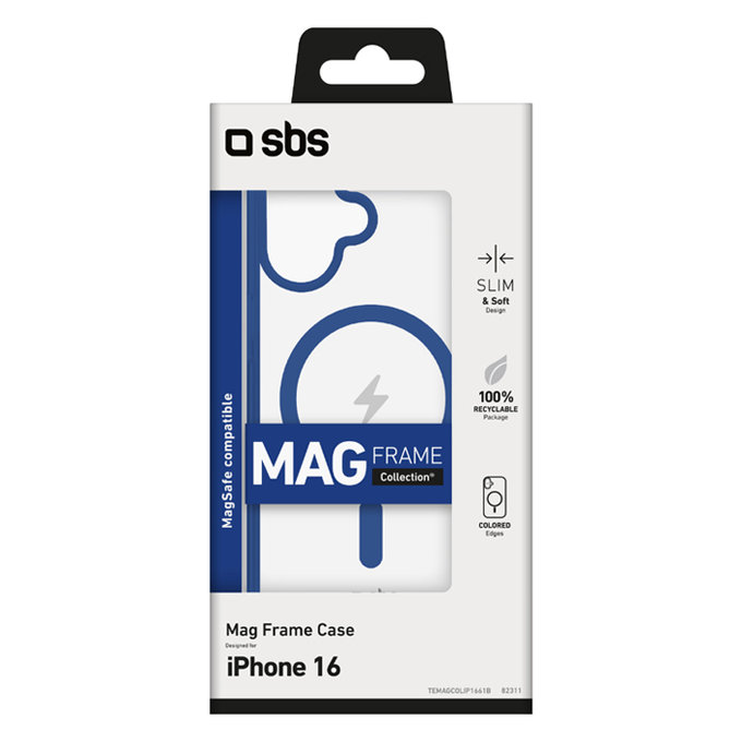 SBS - Étui Mag Frame avec MagSafe pour iPhone 16, bleu