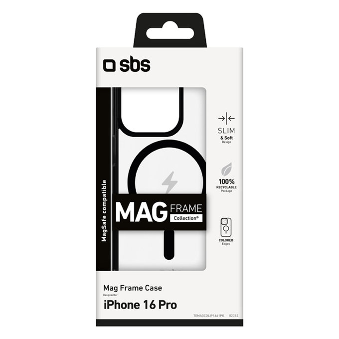 SBS - Étui Mag Frame avec MagSafe pour iPhone 16 Pro, noir