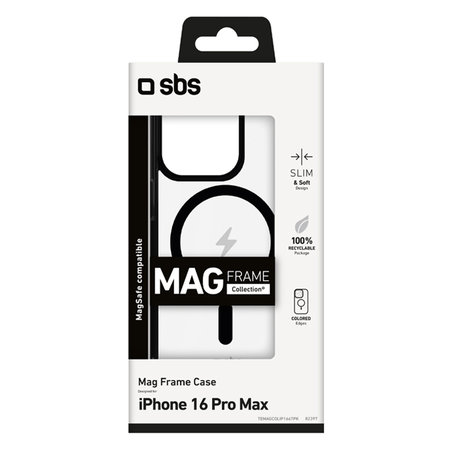 SBS - Étui Mag Frame avec MagSafe pour iPhone 16 Pro Max, noir