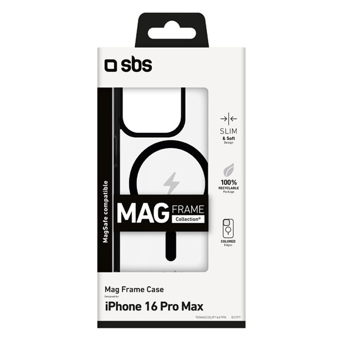 SBS - Étui Mag Frame avec MagSafe pour iPhone 16 Pro Max, noir