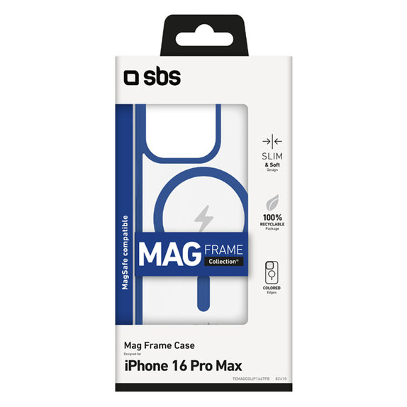 SBS - Étui Mag Frame avec MagSafe pour iPhone 16 Pro Max, bleu