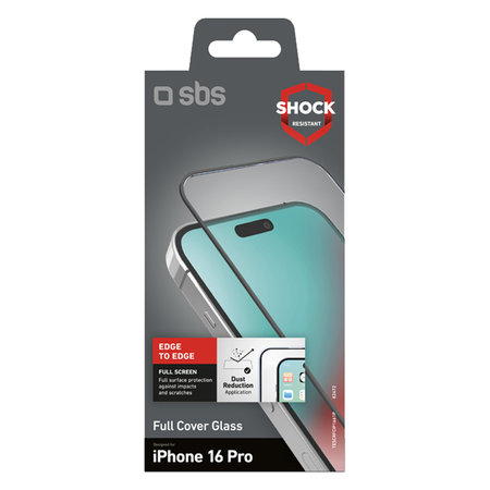 SBS - Verre Trempé Full Cover pour iPhone 16 Pro, noir