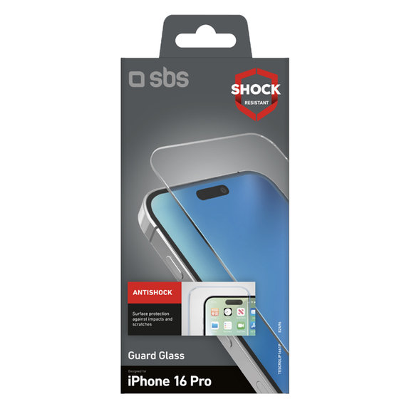 SBS - Verre Trempé Guard Glass pour iPhone 16 Pro, transparent