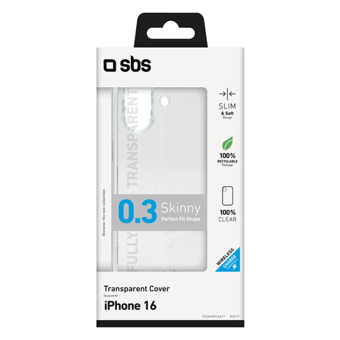 SBS - Étui Skinny pour iPhone 16, transparent
