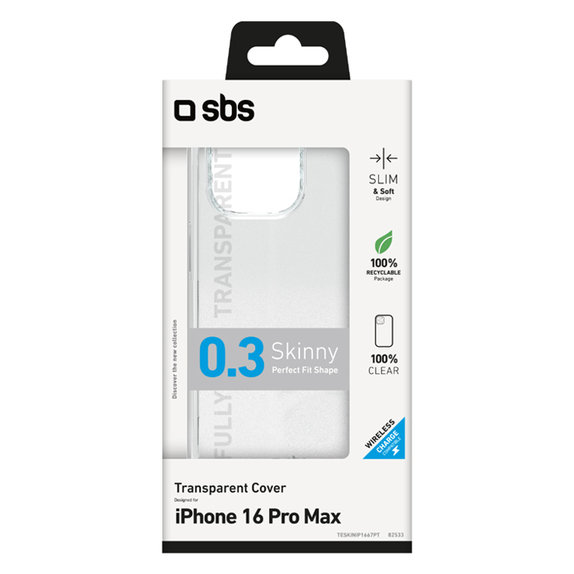 SBS - Étui Skinny pour iPhone 16 Pro Max, transparent