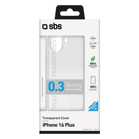 SBS - Étui Skinny pour iPhone 16 Plus, transparent