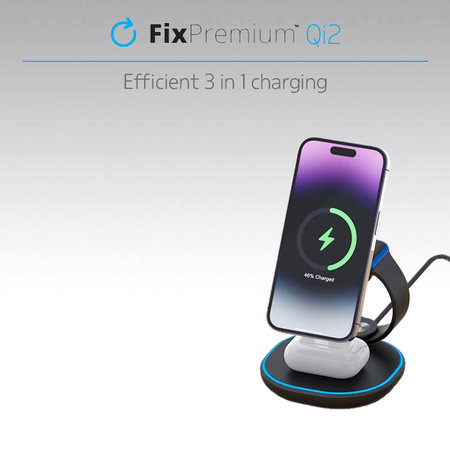 FixPremium - MagSafe Support de chargement avec Qi2, noir