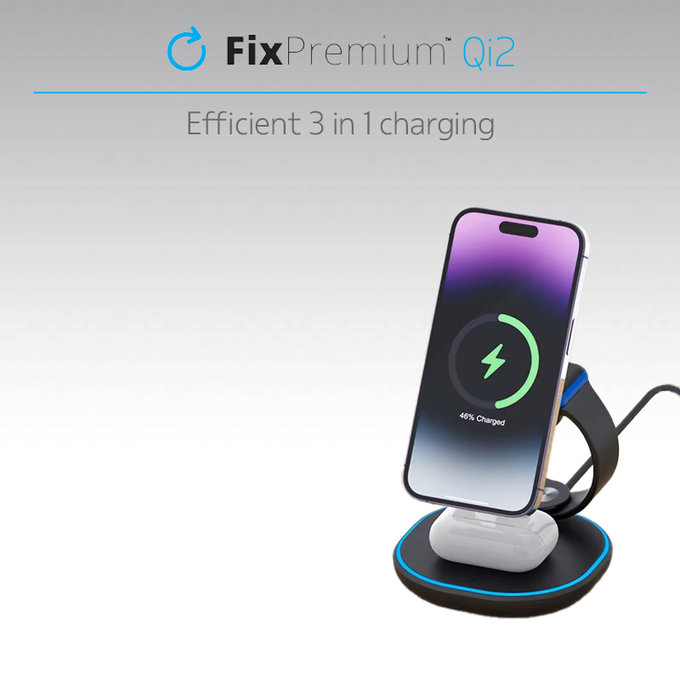 FixPremium - MagSafe Support de chargement avec Qi2, noir