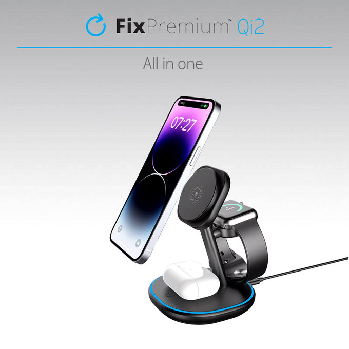 FixPremium - MagSafe Support de chargement avec Qi2, noir