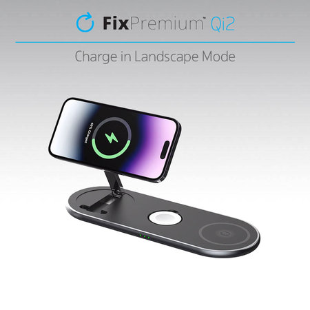 FixPremium - Support de chargement avec Qi2 pour iPhone, Apple Watch a AirPods, noir
