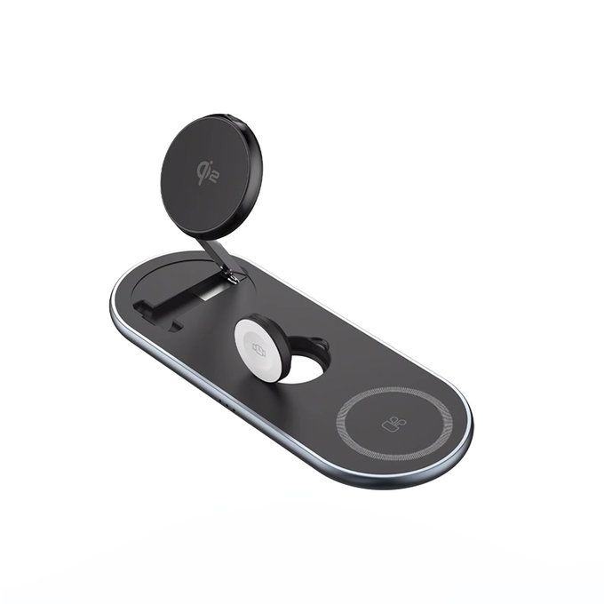 FixPremium - Support de chargement avec Qi2 pour iPhone, Apple Watch a AirPods, noir