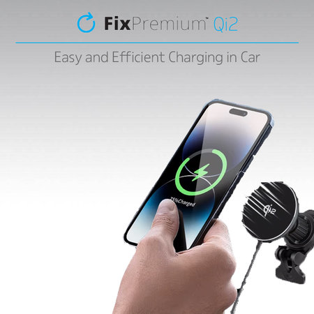 FixPremium - MagSafe Chargeur de voiture avec Qi2, noir
