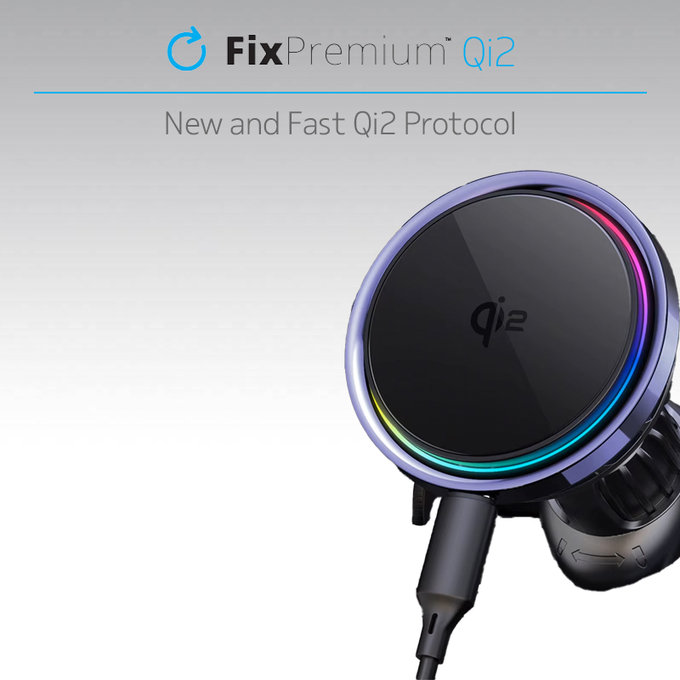 FixPremium - MagSafe Chargeur de voiture Mini avec Qi2, noir