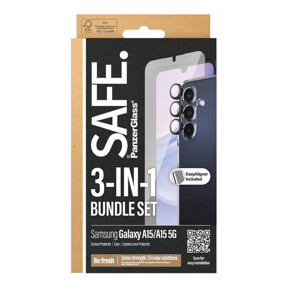 Bundle protection d’objectif photo + verre trempé UWF + coque TPU pour Samsung A15 5G, SAFE