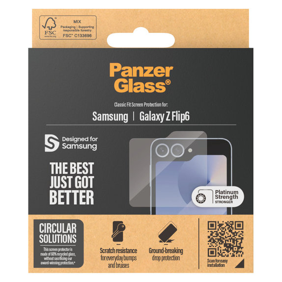 Verre trempé Classic Fit pour Samsung Galaxy Z Flip6, Clair, PanzerGlass