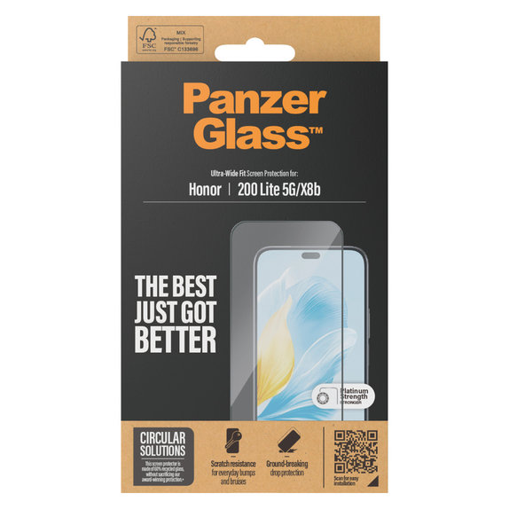 Verre trempé UWF pour Honor 200 Lite, Noir, PanzerGlass