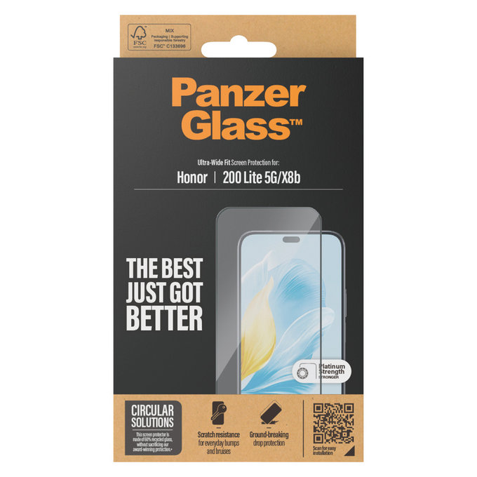 Verre trempé UWF pour Honor 200 Lite, Noir, PanzerGlass